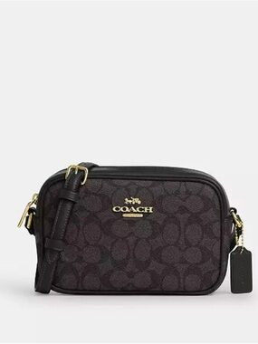 Coach Dark Brown Logo Crossbody with Black Trim